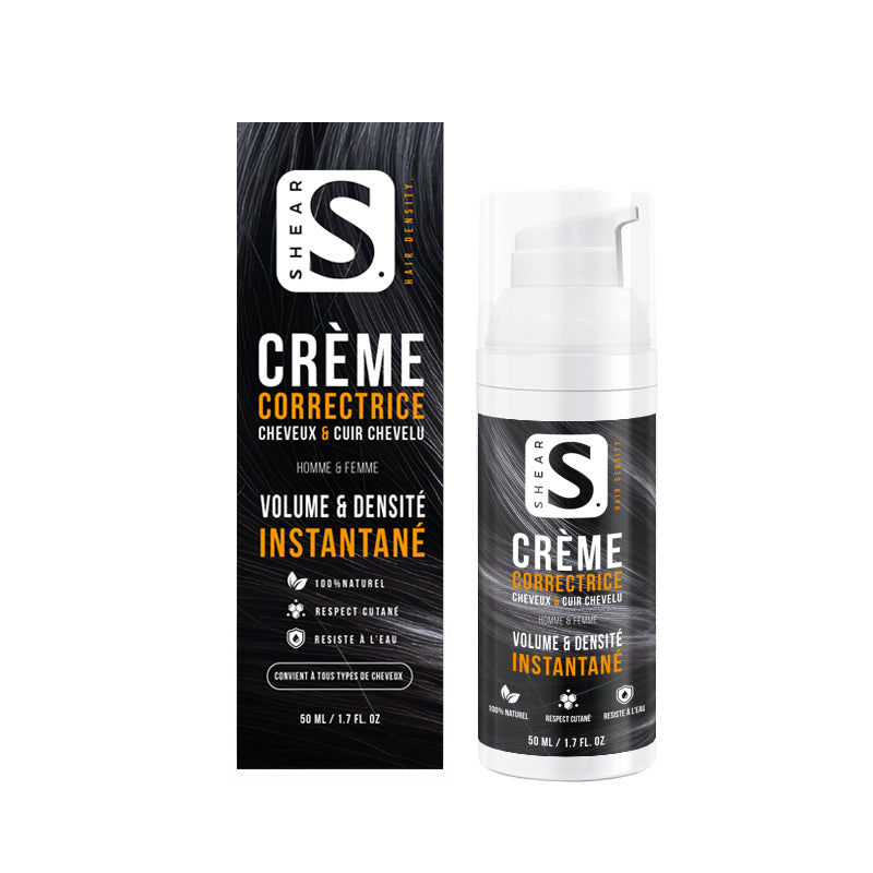Crème Correctrice SHEAR® 50ml – volume et densité instantanés pour cheveux clairsemés, formule naturelle résistante à l’eau