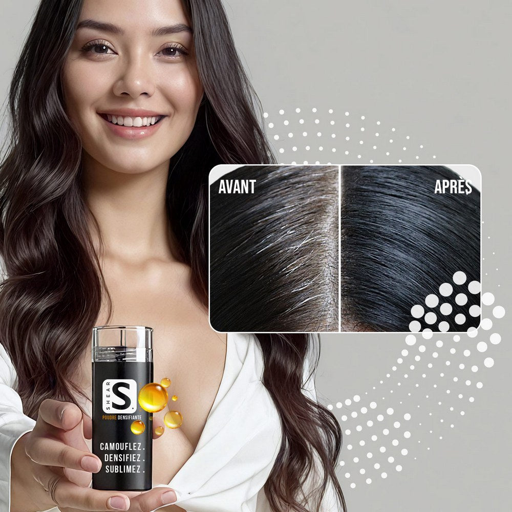 Poudre Densifiante SHEAR 28g - couvre les cheveux clairsemés et gris pour une chevelure plus dense et uniforme