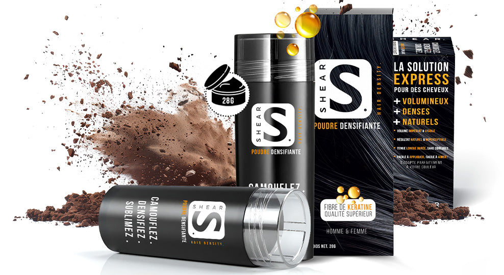 SHEAR poudre densifiante 28g - solution capillaire pour camoufler les zones clairsemées et sublimer la chevelure