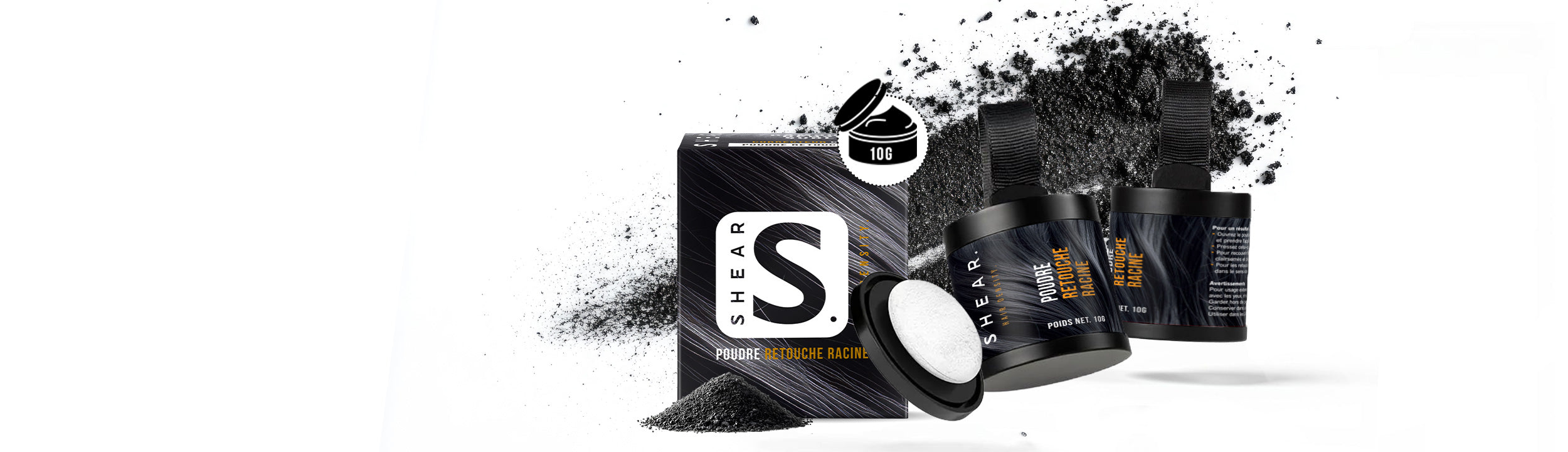 Poudre densifiante capillaire SHEAR 10g pour camoufler les zones clairsemées et retrouver une chevelure plus fournie