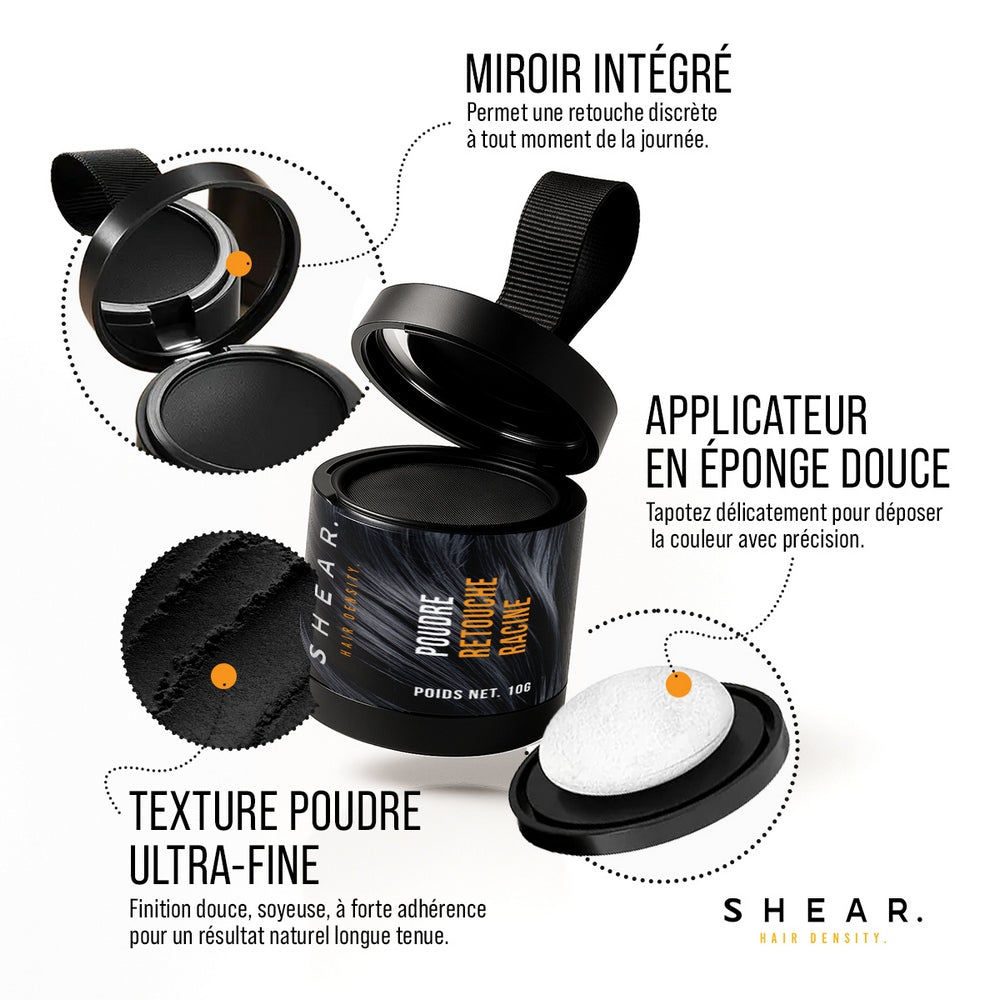 Miroir intégré, applicateur doux et texture poudre ultra-fine pour des retouches précises et naturelles