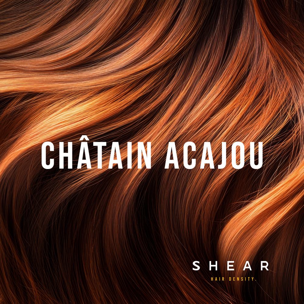 Poudre capillaire SHEAR – couleur Châtain Acajou pour un rendu naturel et élégant